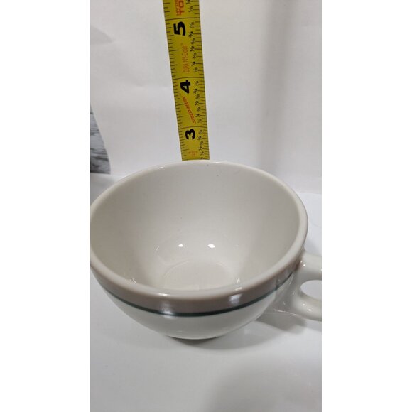 Syracuse China Tan & Green Striped Coffee Cups Set Of 2 - Picture 6 of 6